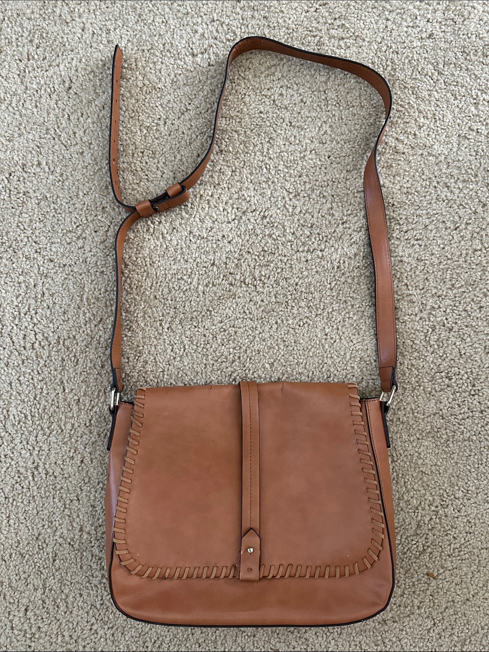 GAP Tan Crossbody Bag with Whipstitch Trim